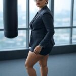 Anuska shetty stylish look with glasses and thighs,cleavage and navel show HD AI (130)
