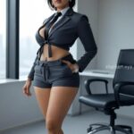 Anuska shetty stylish look with glasses and thighs,cleavage and navel show HD AI (142)