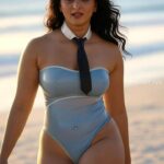 Anuska shetty stylish look with glasses and thighs,cleavage and navel show HD AI (15)