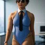 Anuska shetty stylish look with glasses and thighs,cleavage and navel show HD AI (58)