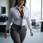 Anuska shetty stylish look with glasses and thighs,cleavage and navel show HD AI (73)