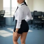 Anuska shetty stylish look with glasses and thighs,cleavage and navel show HD AI (80)